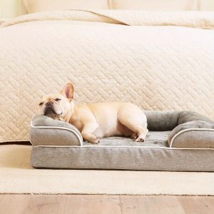 Orthopedic Dog Bed for Medium Dogs, Waterproof Memory Foam Medium Dog Beds with Sides, Non-Slip Bottom and Egg-Crate Foam Medium Dog Couch Bed with Washable Removable Cover, Grey