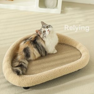 Cat Sofa Bed with Scratching Pad, Durable Pet Furniture for Claw Care and Play, All-Season Resting Area for Cats, Jute-Like Material, Easy Assembly - Suitable for Cats