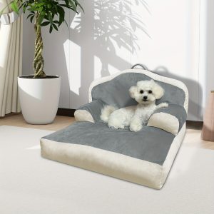 Pet Couch Bed, Cozy Non-Slip Fluffy Cat Sofa Bed Up To 30lbs, Machine Washable Dog Cat Beds For Small Dogs & Cats