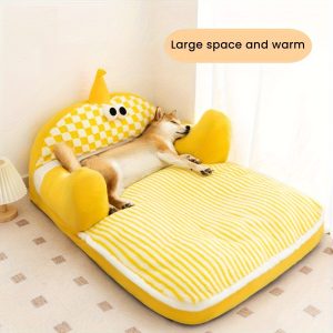 Cartoon Big-Eye Cute Pet Sofa Bed - Warm, Comfortable, Thickened Nest with High Backrest for Deep Sleep - PP Cotton Material, Suitable for Extra Small to Large Dogs and Cats, All-Season