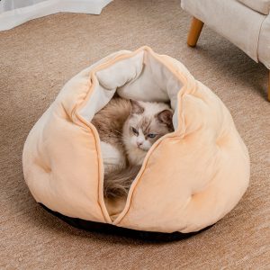 Thickened Warm Khaki Cat Nest Velvet Style Cat House For Small Medium Cats And Dogs Pet Nest