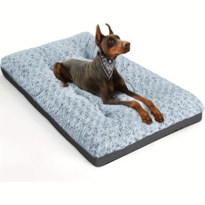 Luxury Washable Dog Bed for Large Dogs, 36" Comfortable Fluffy Pet Mat with Non-Slip Bottom, Suitable for Dogs Up to 70 Pounds, Polyester Material, Grey