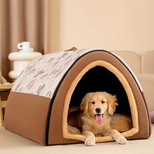 Cozy Cotton Cave Dog Bed, Pet House for Small, Medium and Large Dogs, Windproof Warm Sleeping Nest for Cats and Dogs