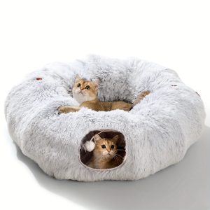 Cat nest four seasons universal plush cat nest pet cat tunnel plush warm pet nest foldable cat channel nest dog kennel washable energy-consuming cat toy