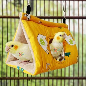 1pc Triangle Ventilated Bird's Nest Hammock for Budgies, Parrots, and Small Birds, Warm Sleeping Habitat with Hanging Cage Pendant