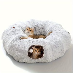 Cat Bed Universal Plush Cat Bed For All Seasons Cute And Interesting Tunnel Plush Warm Pet Bed Foldable Cat Channel Nest Dog Bed Washable Energy-consuming Cat Toy