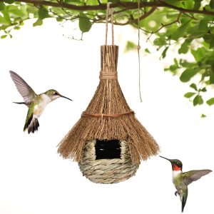 1pc Birds Cages Nest Roosting, Grass Bird Hut, Hanging Bird House, Cozy Resting Place